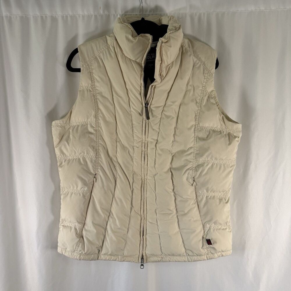 Woolrich Puffer Vest Women's Large Ivory Full Zip Sleeveless Zip Pockets